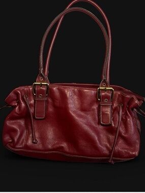 100% Genuine Leather Burgundy OxBlood Y2K Gold Hardware Shoulder Handbag